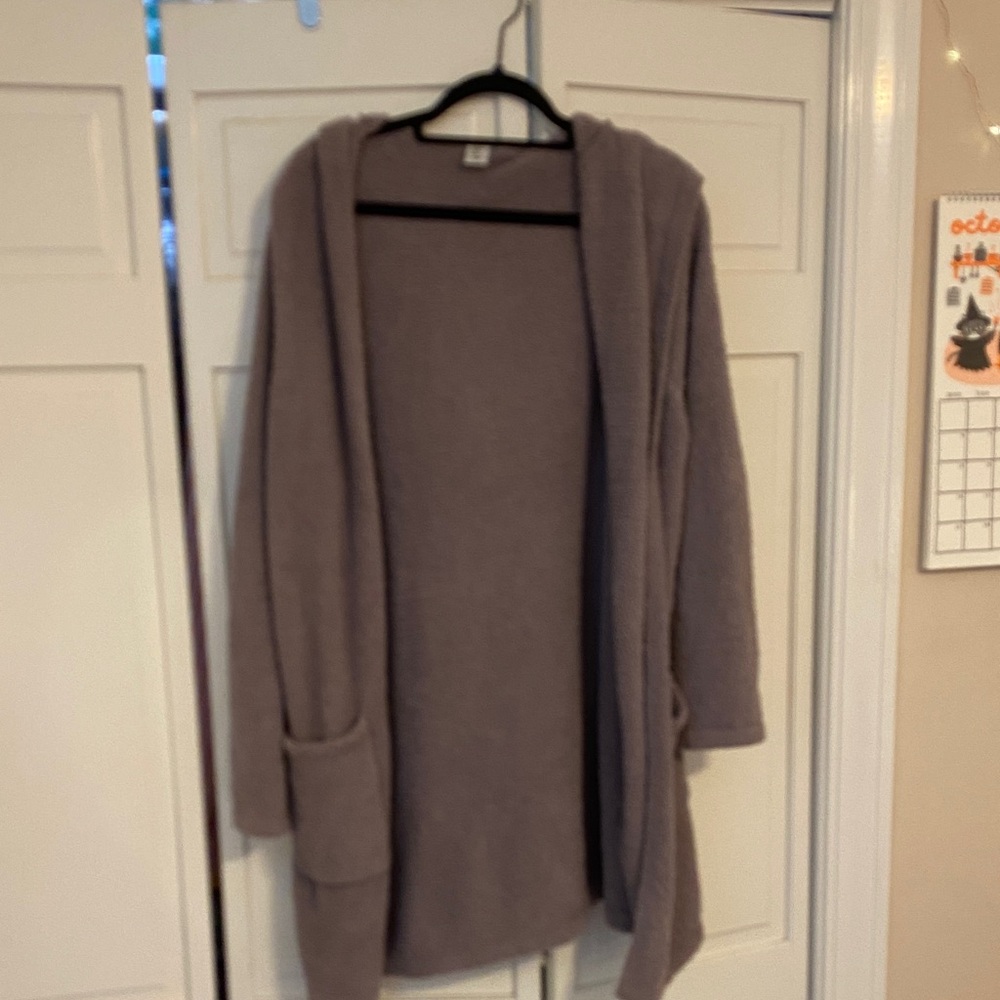 cupcakes & cashmere Taupe Hooded Cardigan